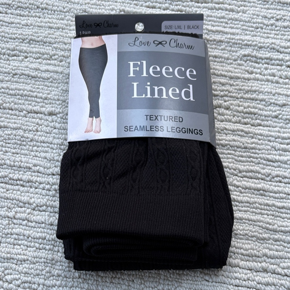 Love Charm Black Fleece Lined Leggings
